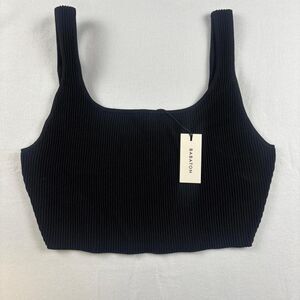 Babaton Black Ribbed Tank Top | New With Tags | Size Large